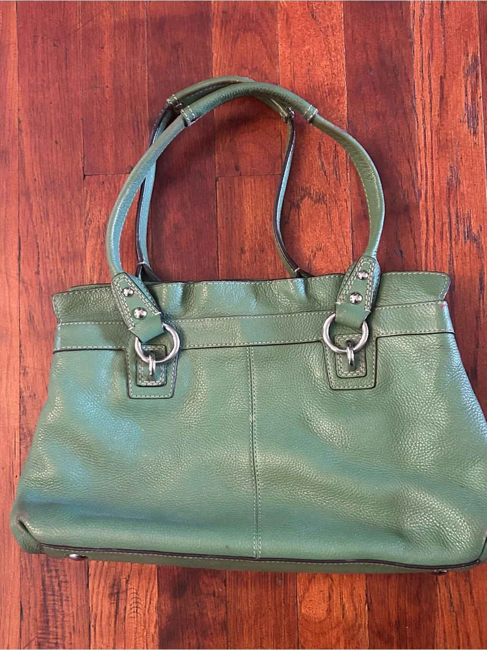 Vintage Coach Penelope F14686 Green Pebbled Leather Satchel Shoulder Bag Purse